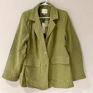 NWT STOOCH 100% Cotton Flap Pocket Button Blazer Moss Green - Size M